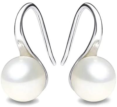 ®AGUACATESTELL Pendientes Mujer Plata de ley 925 Aretes Elegantes Regalo Mujeres y Niñas Aretes de mujer (PERLA)