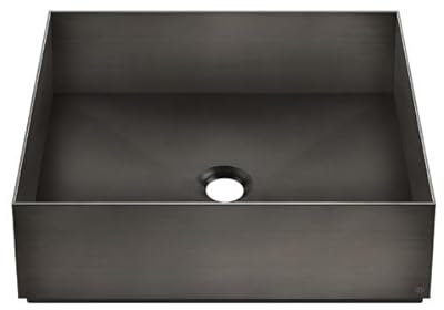 Gessi 316, Lavabo de sobremesa de acero inoxidable 400x400mm, 54605, Color: Metal negro cepillado PVD