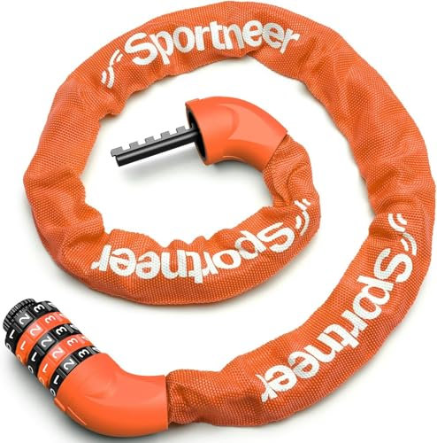 Sportneer High Security Bike Chain Lock - 5-Digit Combination Anti-Theft Lock for Bicycle, Motorcycle, Scooter, Door