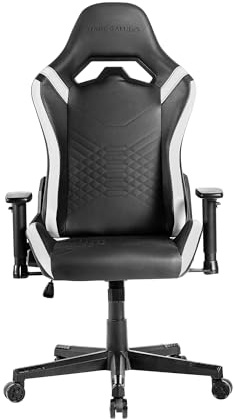 Mars Gaming MGC-Pro, Chaise Gaming Professionnelle, Finition Cuir PU, Accoudoirs 2D et Dossier Inclinable 135°, Coussins Lombaire et Cervical Soft-Touch, roulettes XL et Ressort Gaz Classe 4, Blanc