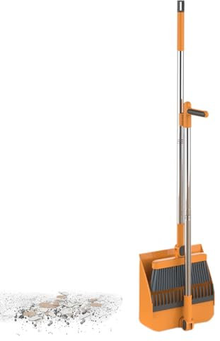 Escoba con pluma, escoba y pluma | Escoba de pie y estaño,Conjunto de escoba barrido interior para patio Garaje Lobby Mall Market Piso Casa Cocina Habitación Pelo Animal Basura