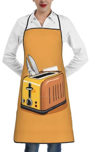 ESNAIUVCD Tablier unisexe avec imprimé scie à chaîne pour adulte, tablier de cuisine pour la cuisine, la pâtisserie, le jardinage, tablier de chef d'hôtel, blanc, taille unique