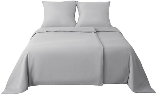 TOCOMOA Bettwäsche 135x200 4teilig Hellgrau, Mikrofaser Bettwäsche-Sets ÖKO-TEX Zertifiziert, 2 Bettbezug und 2 Kissenbezug 80x80cm mit Reißverschluss, Weich und Bügelfrei für Angenehmen Schlaf