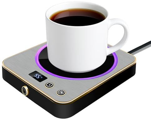 VIBEELEAF Scalda-tazze da caffè, scaldabicchieri da scrivania con 3 impostazioni di temperatura, scalda tè intelligente, portatile, per tutte le tazze e tazze (argento)