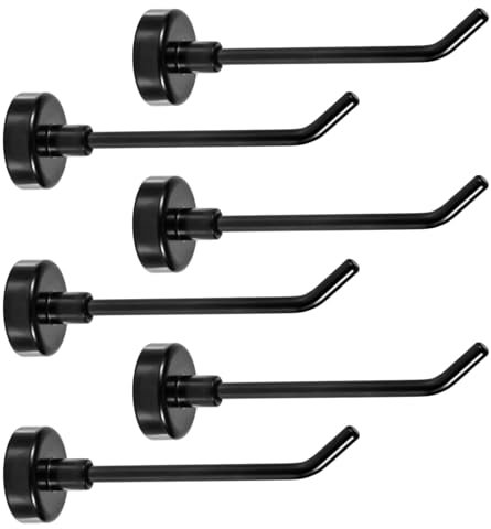 Gosknor 6pcs Large Magnetic Hooks, 2.2lb 2.8 Inch Long Heavy Duty Magnet Hooks Strong Magnetic Cruise Hangers for Cruise Ship Garage Kitchen Refrigerator (Black)
