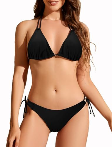 Giyaluzw Bikini Damen Set (DE/NL/SE/PL, Alphanumerisch, M, Regular, Regular, Schwarz)