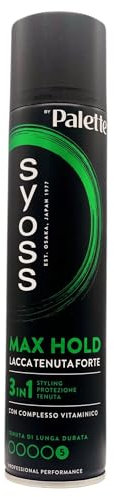 Lacca Tenuta Forte MAX HOLD Con Complesso Vitaminico Di Lunga Durata. 3In1 Styling, Protezione, Tenuta 300ml (Spray)