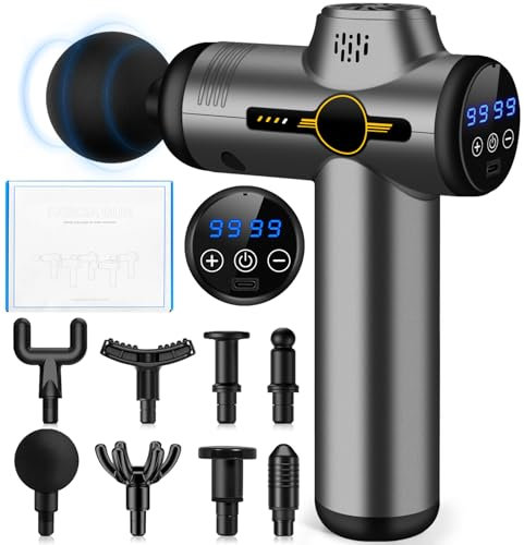 NXPZ Pistola Massaggio Muscolare, Massaggiatore Professionale per Tessuti Profondi, 99 Velocità, 8 Testine Massaggio, Display LCD, Pistola Elettrica Silenziosa, Ideale per Dolori Muscolari e Rigidità
