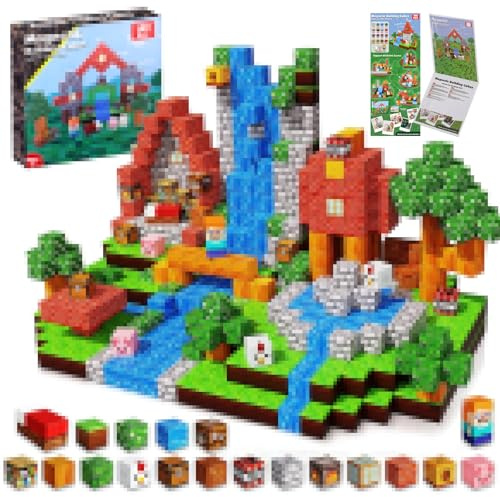 PQETBV Bloques Magneticos Construccion Niños, 100 Piezas Construcciones Magneticas Niños, Piezas Magneticas, Juguete Creativo Montessori para 3 4 5 6 7 8 9 10 Años