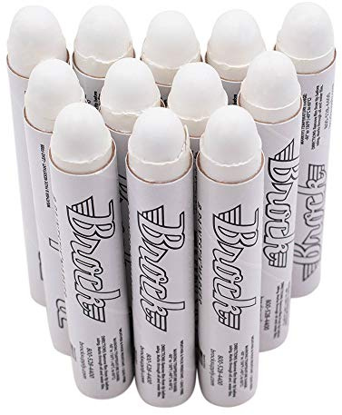 12 Pc Box White Brock B Paintstiks Crayon Mark Water Oil Dirt Extreme Temp Paint Stick Chalk for Auto Tire Construction Fabric Steel Lumber