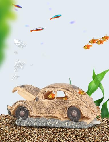 boxtech Ornamente für Aquarien, Landschaftsdekoration Fishtank Zubehör Dekor künstliche Polyharz (Ornaments Auto)
