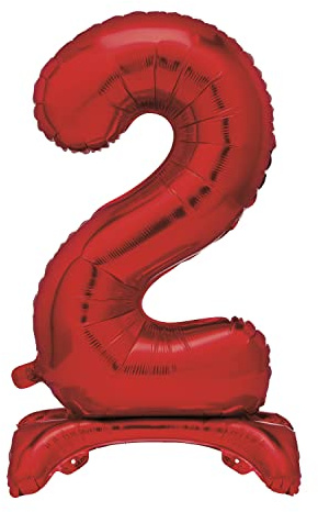 Unique 13422 - Giant Standing Foil Number 2 Balloon - 76 cm - Red, Large