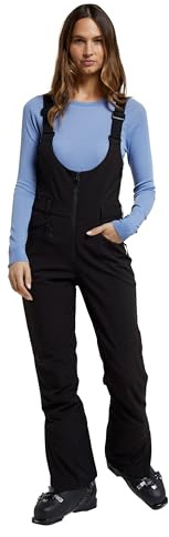 Mountain Warehouse Bib Front Womens Thermal Lined Ski Pants - Water-Resistant Windproof Trousers with Snow Gaiters - Winter Skiing, Sports, Walking Black Women's Size 8