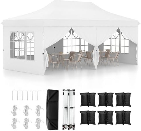 SPOTRAVEL 3 x 6m Pop Up Gazebo, Marquee Gazebo Canopy Tent (White)