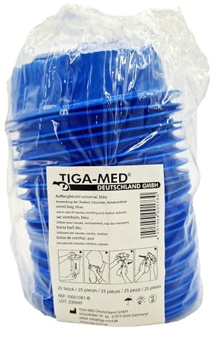 Pack of 25 Brechtüten Bags with Mouthpiece in Foil | Poop Bag | Collection Bag | Burp Bag | Crushing Bag | White or Blue (Blue)