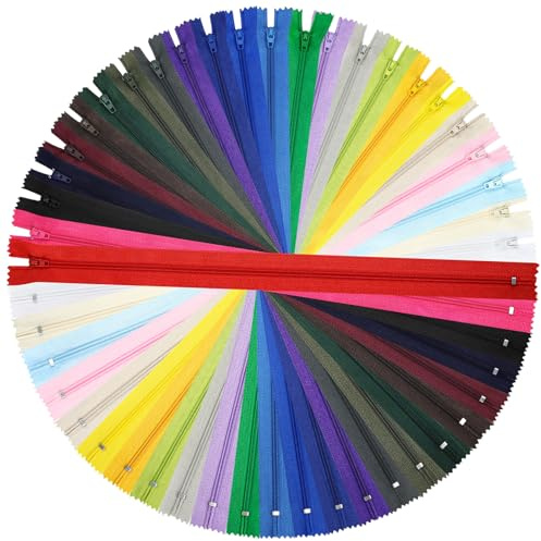 DOITEM 45 cm nylondragkedjor för sömnad och pyssel | 24 färger, 24 stycken dragkedjor (flerfärgad, 45 cm)