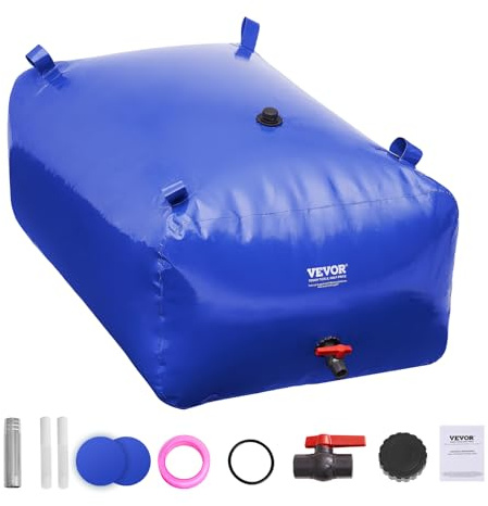 VEVOR 400L Wasserblasen Aufbewahrungsbehälter, Wassertank, 1000D blaues PVC, zusammenklappbare Wasserspeicherbehälter, Wasserbeutel mit großer Kapazität, tragbarer Wasserbehälter, Brandschutz, Camping