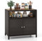 GIANTEX Gartenschrank, Rattan-Buffetschrank Outdoor, Aufbewahrungsschrank mit Arbeitsplatte & Regal, Beistellschrank für Garten, Balkon & Pool, 90 x 53 x 86 cm (Braun)