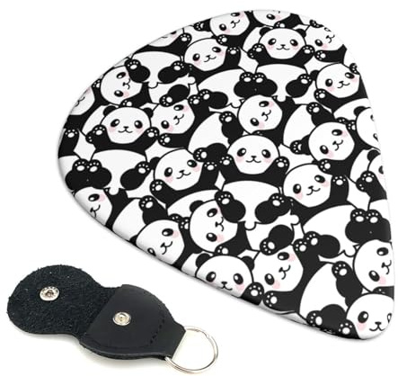 6 Pack Cute Panda-E Guitar Picks - 0.46 0.71 0.93 mm Includes Cool Guitar Picks Thin Medium Heavy Thickness, Electric Guitar Picks for Acoustic Guitar Bass Ukulele