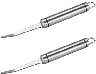 2 Pack Zestenreißer,Grapefruit Löffel,Orangenschäler,Stainless Steel Curved Serrated Grapefruit Knife,Serrated Fruit Knife,Grapefruit Knife,Serrated Kitchen Knife,for Citrus Fruits
