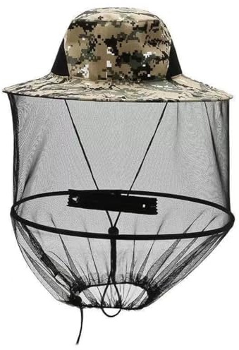 Mosquito Net Hat Adjustable Beekeeper Hat Lightweight & Foldable Bug Head Net for Outdoor Hiking Camping UV Protection Polyester Mesh for Men & Women Grey