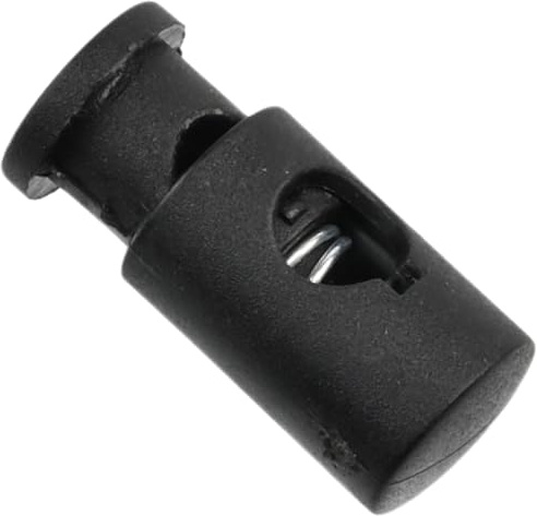 AERZETIX - Lote de 12 bloqueadores de cordón cilíndricos de 12x27 mm con 1 agujero con resorte - tope de cordón - de plástico - color negro - cierres de cordón