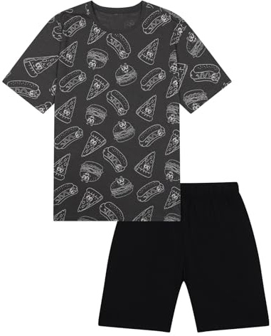 Mens Short Pyjamas Junk Food PJ Set XS to 2XL Sleep Lounge Sets Night Wear New (Junk Food - L)