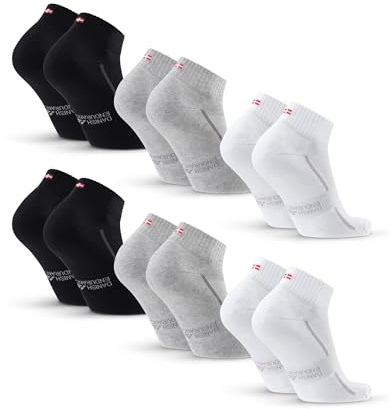 DANISH ENDURANCE Fantasmini Uomo Donna Cotone, Calzini in Cotone Biologico, Estivi, 3 o 6 Paia, Multicolore (2x Nero, 2x Grigio, 2x Bianco) 6-pack, 39-42
