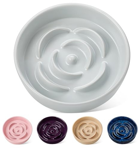 vancasso Bol de Forme Fleur à Alimentation Lente pour Chien 960ml Gamelle pour Animaux, Bol Puzzle en Céramique pour Petits Chiens et Chats, Passable au Lave-Vaisselle et au Micro-ondes, Idéal pour