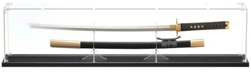 Acrylic Sword Display Case, 45 Clear Dustproof Box for Katana, Long Sword, Lightsaber, Samurai & Medieval Collectibles, Large Tabletop Box with Acrylic Stand (45*6*10) inch