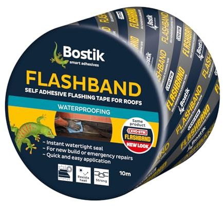 Bostik Flashband Self Adhesive Flashing Tape for Roofs Grey - 450mm x 10m | Provides an Instant Watertight Seal