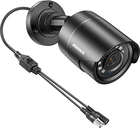 ANNKE 1080P Telecamera di Sorveglianza Esterna Analogica, Telecamera di Sicurezza Domestica Analogica AHD/TVI/CVI/CVBS 4 in 1 Impermeabile IP66, Nero(Alimentatore elettrico non incluso)