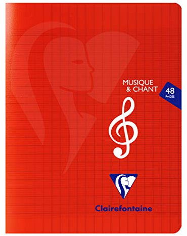 Clairefontaine 303797C - Packung mit 10 Notenheften, ideal für Musikunterricht, 17x22 cm, 24 Blatt, französische Lineatur mit Notenzeilen, 90g, farbig sortiert, 1 Pack