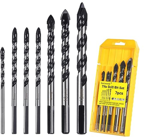 luwiscook Punta da Trapano per Piastrelle, Set di Punte da Trapano Professionali 7 Pezzi per Piastrelle di Ceramica, Mattoni, Plastica, Cemento, Legno, Vetro (4 6 6 6 8 10 12mm)