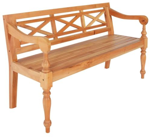 vidaXL Bataviabänk 123 cm massiv mahogny ljusbrun