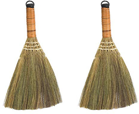 2Pcs Handmade Wooden Broom Tool Small Cleaning Brooms for Household Use Lightweight Compact Design for Efficient Dusting and Sweeping for Furniture and Desktop