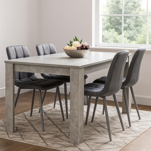 KOSY KOALA Dining Table and Chairs Set for 4 Light Grey Dining Table with 4 Grey Velvet Chairs Modern Dining Room Furniture 117 x 77 x 75 cm