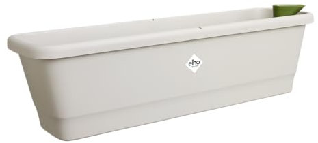 elho noa balkonkasten l - Übertopf für Balkon mit Wasserreservoir - 100% Recyceltem Plastik - Grau/Warmes Grau
