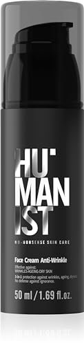 HUMANIST – Cura Maschile – Crema Viso Idratante & Rivitalizzante 3in1 – Leviga le Rughe – Migliora l'Elasticità della Pelle – Acido Ialuronico, Burro di Karité, Pantenolo – 50 ml