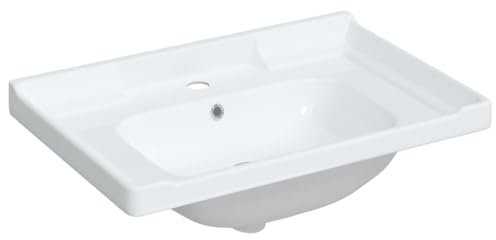Einbauwaschbecken aus Keramik, Rechteckig Waschbecken, Handwaschbecken, Einbaubecken, Aufsatzwaschbecken, Waschtisch, Hand Waschschale für Badezimmer & Gäste-WC, 71x48x23 cm