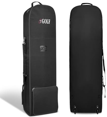 Sac de voyage de golf à roulettes, sac de golf de voyage pour compagnies aériennes, tissu Oxford 600D résistant à l'usure, sac de voyage de golf avec barre de support réglable