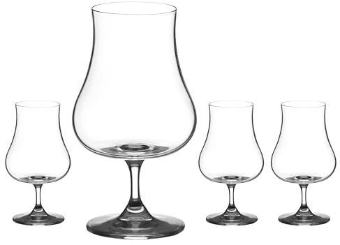 DIAMANTE Rum Glasses Set | Port Glasses | Sherry Glasses | Whisky snifters - ‘Auris’ Collection Crystal – Gift Box of 4 Speciality Rum Snifters