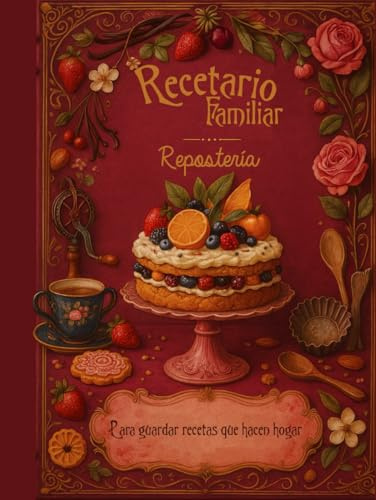 Recetario Familiar - Repostería: Libro de recetas de repostería en blanco para rellenar con tus dulces favoritos. Incluye páginas para fotos y recuerdos. Edición tapa dura. (Recetarios manuscritos)