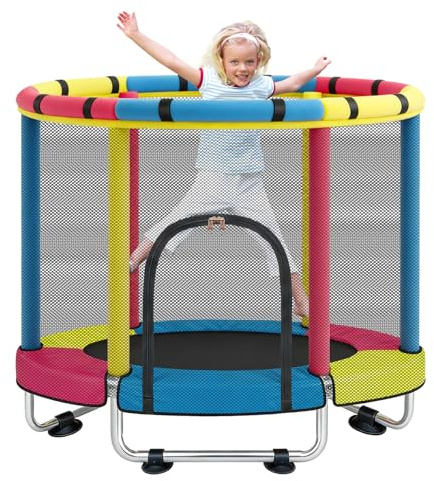Trampoline for Kids with Safety Enclosure Net, Indoor & Outdoor Toddler Trampoline, 47 Baby Mini Recreational Trampolines, Safe No-Gap Design, Birthday Gifts for Children & Boys & Girls, Age 1-8