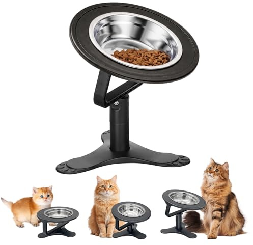 Support Gamelle Chat SuréLevée, 20.5*19.5*5cm Animaux de Compagnie Réglable Surélevé Bol Chat, Support Gamelle Chien Surelevee, Gamelles Surélevées de 3 Hauteurs Ajustables pour Chaton Petits Chiens