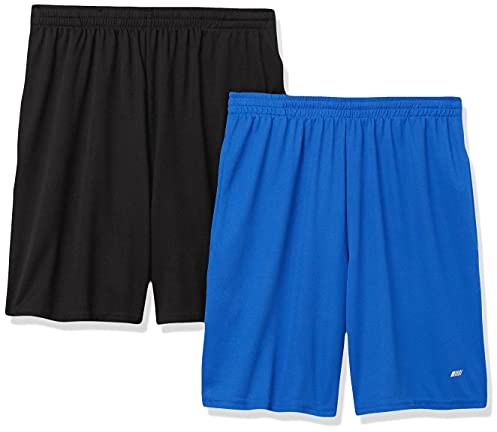Amazon Essentials Short d’Entraînement pour le Basket-ball et la Gym en Tissu Technique Performant, Coupe Ample Homme, Lot de 2, Bleu Royal/Noir, XL
