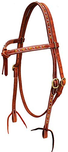 Horse Western Leather Horse USA Challenger Tack Knotted Bridle Orange Bling 78202OR