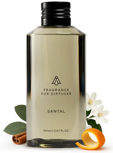 AromaPlan Hotel Scents Santal 5.07 Fl Oz (150ml), Home Luxury Aroma & Hotel Fragrance Diffuser Oil- Hotel Diffuser Oil for Aromatherapy- USA Made, Bigger Bottle, Bolder Aroma & Longer Lasting