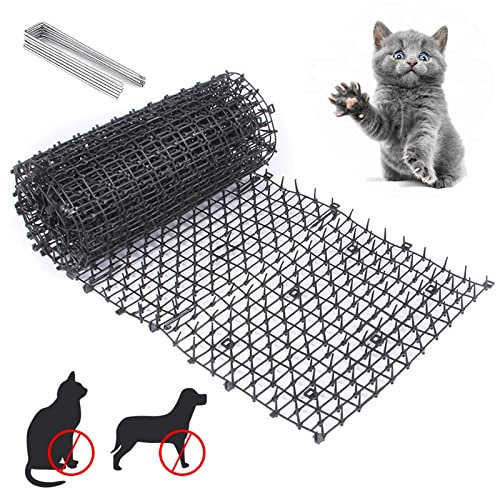 Tapis Anti-Chat avec Pointes,200 * 30cm Tapis de Dissuasion répulsif pour Chat Chien Animal,Avec 8 Ancrages au sol en Forme de U, Répulsif Chats Chiens Naturel & Écologique pour Jardin, Clôtures