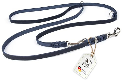 CopcoPet Guinzaglio in pelle regolabile in 3 posizioni, guinzaglio a tracolla per cani di piccola taglia, intrecciato in pelle grassa, con raccordi cromati, robusto, ideale per passeggiate